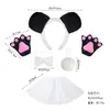Performance Dia das Crianças Headband de Cabeça Animal Cartoon Headwear de Pelúcia Conjunto de Headband de Princesa Panda de Pelúcia Adesivos Faciais Acessórios de Roupa