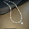 Colar de pérolas Shijia Manta Rose, corrente de açúcar com ametista e açúcar sem açúcar, pingente feminino de outono e inverno
