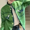 Nuevo top dulce de otoño e invierno, suéter cárdigan de cuello alto a medio suave y acogedor con diseño de perro salchicha para mujer, chaqueta de punto de manga larga, moderno