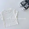 2026 Nova Moda Feminina Slim-Fit Gola Redonda Manga Curta Manga Flare Estilo Coreano Versátil Top para Bebê