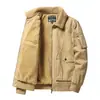 Jaqueta popular de lã de cordeiro transfronteiriça para homens, casaco de algodão workwear espessado com gola virada para o inverno, jaqueta masculina retrô com múltiplos bolsos e forro de fleece