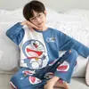 Novos Pijamas para Homens 2025 Primavera e Outono Manga Longa Algodão Puro Fino Desenho Animado Fofo Crianças Grandes Casuais e Confortáveis Roupas de Casa