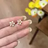 Novos Brincos de Tarraxa Pequena Flor Dourada com Zircônia Temperamento de Luxo Leve Doces Simples de Alta Classe Versáteis Brincos de Tarraxa Brincos Mulheres