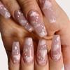 Long Ballet Nude Cor Rosa Nuvem unha Patch Temperamento Branco Wear nail Art Unha Europeia e Americana Unha acabada