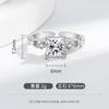 Anel de princesa quadrado novo transfronteiriço imitação de moissanita feminino S925 prata cravejado com zircônia brilhante estilo europeu e americano