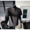 Camiseta de manga corta estilo americano con cuello Henry para hombre, verano, aspecto musculoso, moderna, deportiva, fitness, casual, tridimensional, estilo old money