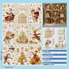 Decoraciones Doradas de Navidad Pegatinas Electrostáticas para Puertas y Ventanas de Vidrio Castillo Elfo Pingüino Trineo Reno
