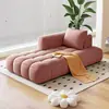 Estilo Crema Francesa Gato Felpa Esponja Chaise Chaise Sofá Individual Reclinable Sala de Estar Dormitorio Balcón Sofá Perezoso Madera