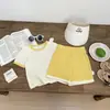 Conjunto Duas Peças de Verão Fino com Shorts de Manga Curta Estilo Coreano para Meninos e Meninas, Roupas Fofas de Passeio para Bebês no Verão