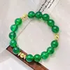 Regalo del Día de la Madre: Juego de Collar, Aretes y Pulsera de Calcedonia Verde Imperial de 10 mm