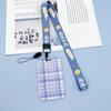 Set de Tarjetas a Cuadros Estilo Japonés Bolsa para Tarjeta de Comida de Campus para Estudiantes con Lanyard Set de Identificación para Tarjeta de Pecho Cubierta Protectora para Tarjeta IC de Autobús Metro