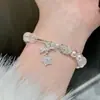 Pulsera de Perla Manta Rosa Shijia con Borla de Cristal Rosa Natural, Pulsera de Estrella y Lazo, Pulsera de Lujo Ligero de Gama Alta