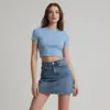 Camiseta Feminina de Algodão Puro 210g, Manga Curta, Caimento Normal nos Ombros, Top Casual de Meia-Manga Estilo Americano para Jovens, Modelo de Algodão Personalizado