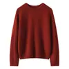 Nueva camiseta base de cachemira para mujer, jersey de cuello redondo, suéter de seda de morera, color liso, simple, cómodo, tejido versátil