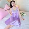 Pijamas al por mayor transfronterizos para mujer Camisón de verano Seda de hielo Suelto Talla grande Seda Delgada Sexy Encaje Ropa para el hogar