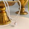 Colar Doce de Pérola Artificial de Camada Dupla para Mulheres, Elegante, Luxo Acessível, Corrente de Clavícula de Moda Exquisita, Colar de Design de Nicho Estilo Ins