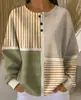 Sudadera tipo polo de punto gofrado para mujer Amazon 2026, tres botones, cuello alto, nuevo vintage, estampado digital 3D