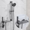 Ducha Inteligente de Cobre Color Gris Pistola Juego de Ducha Botón de Piano Cuatro Velocidades con Pistola de Ducha Cabezal de Ducha de Pared para Hotel y Hogar