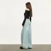 Jeans Retro Americanos Azules Claros de Pierna Ancha para Mujer, que Cubren la Cadera, Realzan la Altura, Adelgazantes, Estilo Perezoso, de Largo hasta el Suelo, Pantalones de Pierna Curva para Mujer