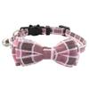 Collar para Mascota Campana Lazo Tela Británica Pier Cuello Gato con Cabeza de Gato Hebilla de Seguridad Collar Gato Perro