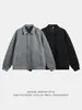 Chaqueta Casual de Manga Raglán con Cuello de Solapa, Nueva Moda Otoñal Marca Silueta Corta Amplia Texturizada Holgada Abrigo de Lana de Negocios