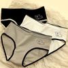 Cuecas de Algodão para Menina Outono Urso Estampado Fofo Simples Preto e Branco Cinza Algodão Virilha Respirável Cuecas para Mulheres