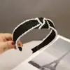 Faixa de Cabelo Larga de Tecido Versátil Feita à Mão Dongdaemun Coreano Famosa na Internet Pérolas Contas Pequenas Fofa Antiderrapante Acessório de Cabelo