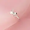 Anel Nalan de Prata Pura 990 Exquisito Minimalista Estilo Ins Design de Nicho Vazado Brilhante Laço R03511