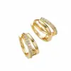 Pendientes Populares, Diseño de Nicho Transfronterizo Europeo y Americano, Pendientes de Fila de Diamantes de Doble Capa y Doble Círculo Incrustados con Diamantes, Lujo Ligero, Pendientes Exquisitos y de Moda