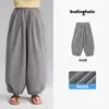 Calça Infantil Pudding Haru 2026 Verão Novo Estilo Japonês Retrô Bloomers Infantis Calças Casuais Macias para Meninas