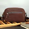 Bolsa Compacta Portátil Marant de Cuero Genuino para Teléfono Móvil, Bolso de Hombro para Deportes y Ocio, Bolso Cruzado Versátil de Moda en Cuero Curtido Vegetal para Hombres
