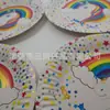 Plato Desechable para Pastel Dibujos Animados Niños Arcoíris Unicornio Cumpleaños Plato de Papel Suministros para Fiesta Plato de Papel Festivo