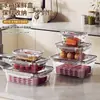 Juego de Cajas Rectangulares para Almacenamiento de Alimentos, Apilables, Contenedores de Almacenamiento Engrosados para Cocina Casera, Refrigerador, Contenedores para Frutas y Comidas, Loncheras Selladas