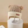 Chapéu de Lã Tricotado Urso de Inverno, Chapéu Quente e Fofo com Proteção para Orelhas à Prova de Frio, Chapéu de Tricô Acolchoado Estilo Coreano para Homens, Mulheres e Crianças