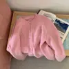 Nuevo Estilo Otoño e Invierno Cardigan de Lana Gruesa Tejido de Siete Puntos con Botones Dorados Pequeños y Mangas Ranglán, Chaqueta y Top de Capa Base Holgados para Mujer