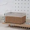 Caixa de Armazenamento Estilo Japonês, Cesta de Armazenamento para Sala de Estar e Quarto, Cesta de Armazenamento de Palha e Rattan Sintéticos, Cesta de Armazenamento para Armário de Casa