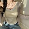 Verano Nuevo Cuello Redondo Estilo Deseo Puro Chaleco de Tirantes Diseño de Dos Piezas Falso Nicho Casual Top sin Mangas