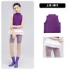 Ropa de Baile para Niñas: Chaleco Púrpura de Alta Gama con Pedrería, Atuendo Brillante de Yoga con Cuello Alto, Disfraz de Baile de Jazz para Niñas