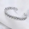 Atacado joias de prata de lei s925 pulseira aberta de temperamento criativo versão coreana feminina de design simples pulseira de contas redondas