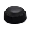 Chapéu de Algodão Masculino de Inverno para Meia-Idade com Forro de Veludo Quente e Proteção para as Orelhas Chapéu de Couro Chapéu Plano Espesso para Proteção contra o Frio para Pai Avô