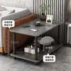 Mesa de centro pequeña, simple y moderna, para sala de estar, uso doméstico, mesa auxiliar de sofá de doble capa, forma cuadrada, estante simple de mesita de noche para dormitorio