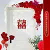 Decoração de Casamento de Alto Padrão Cor Vinho Adesivos de Porta com Caractere Dupla Felicidade para Portas de Quarto, Adesivos com Caractere Dupla Felicidade para o Quarto da Noiva, Adesivos com Caractere Dupla Felicidade para Decoração do Quarto do Noivo