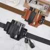 Capa Multifuncional de Couro PU para Cinto Masculino, Bolsa de Armazenamento de Bolso EDC, Capa com Porta-Canetas, Chaveiro, Capa para Lanterna, Bolsa de Couro EDC