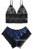 Conjunto de pijama de encaje con tirantes finos de talla grande para mujer europea y americana, ropa interior de pijama transparente, venta al por mayor