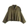Jaqueta bomber feminina, 9 cores, atacado, estilo europeu e americano, primavera e outono 2025, casual, textura de camurça, lapela, casaco B88824