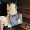 Bolsa Tote de Ombro Grande Capacidade com Textura Retrô Feminina 2025 Novo Estilo Coreano Moda Cor Contrastante Bolsa de Ombro para o Dia a Dia Tendência