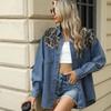 Comércio Exterior Transfronteiriço Europeu e Americano Roupas Femininas Estação Independente Amazon Novo Lavado Solto Cor de Leopardo Combinando Camisa Jeans Top