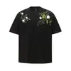 Camiseta Redonda de Manga Curta Estampada Floral Casual Versátil Meia Manga Solta Verão 2025 Nova para Homens e Mulheres