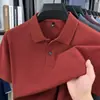 Camisa Polo de Algodón Piqué Fina y Transpirable para Hombre en Verano para Papás de Mediana Edad, Camiseta de Manga Corta de Color Sólido con Cuello Campana para Negocios Casual