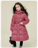 Ropa de Invierno para Niñas Chaqueta Versión Extendida Ropa de Algodón con Relleno de Plumón Chica Elegante de 8 a 14 Años Ropa de Algodón hasta la Rodilla Chaqueta de Algodón de Alta Calidad Moderna